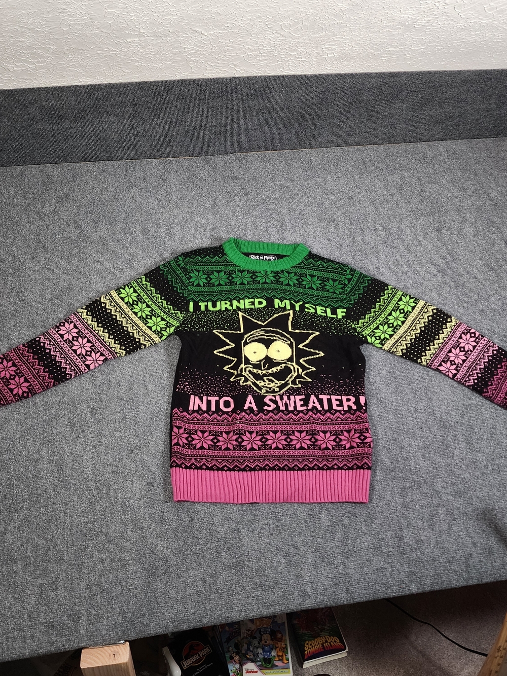 Rick & Morty 'I Turned Myself Into A Sweater' Crewneck - Black, Green, Pink